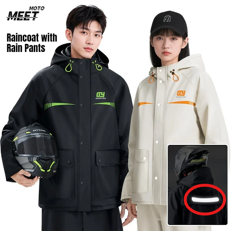 Cycling Gear Waterproof - Wodoodporny kombinezon przeciwdeszczowy z spodniami przeciwdeszczowymi,