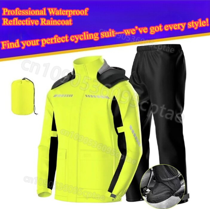 Cycling Gear Waterproof - Wodoodporny, dzielony kombinezon motocyklowy – lekka,