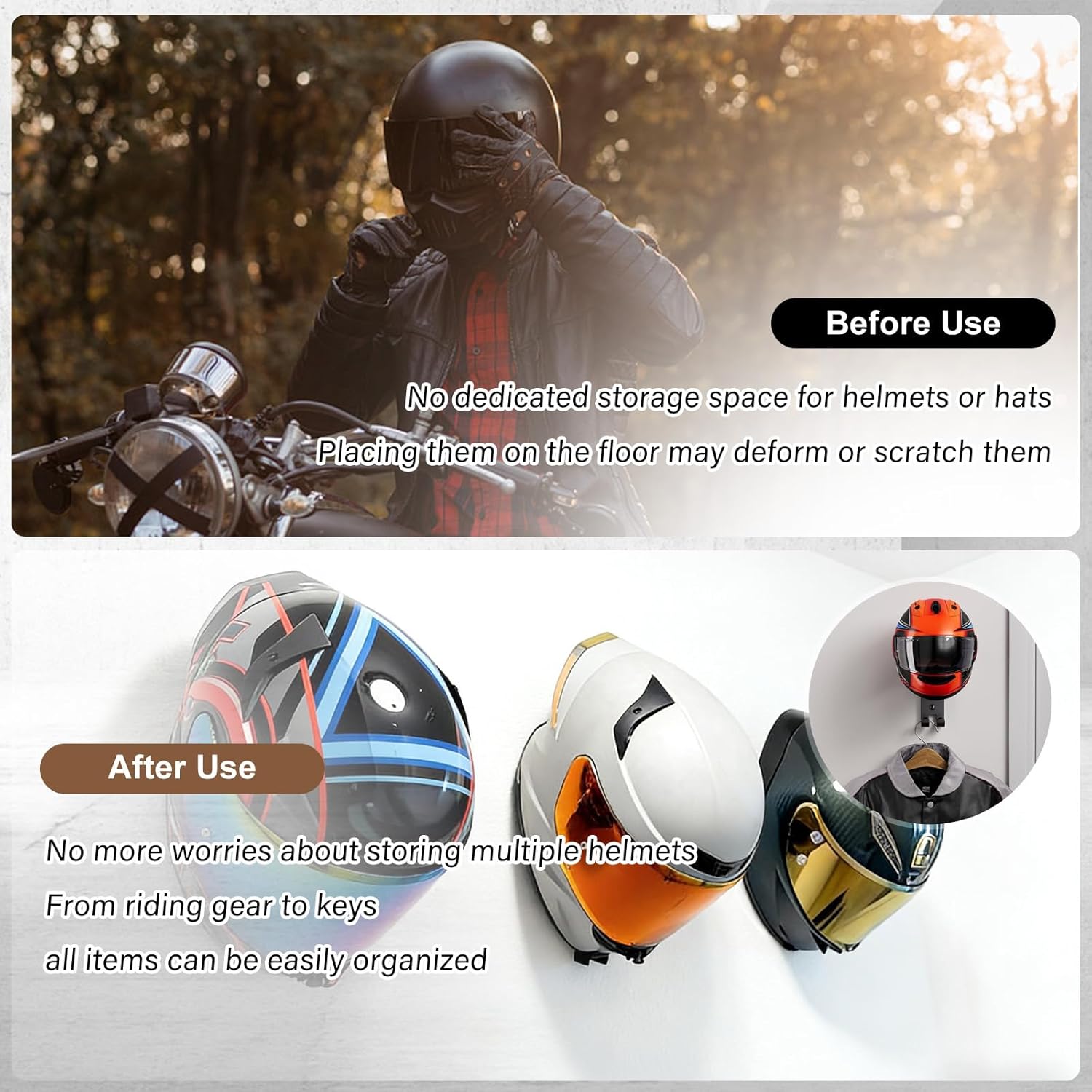 Uchwyt ścienny na kask motocyk – Cycling Gear Wall Hanger recenzja i cena